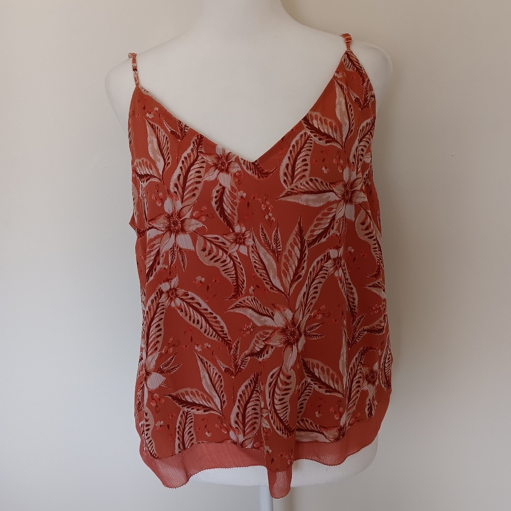 gentle fawn large orange, burgundy, and white floral botanical camisole top